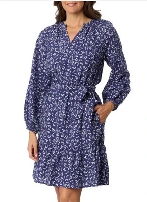 Draper James женщин длинным рукавом подпоясанный v-образным вырезом платье, темно-синий, размер L - Изображение 1 из 4