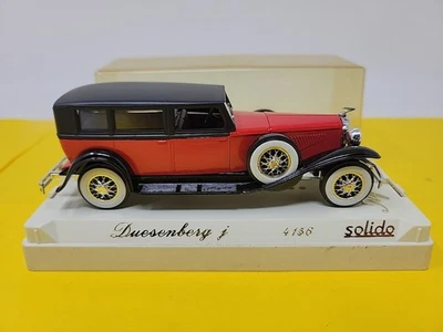 Vintage Solido Duesenberg Toy Model Car Red Black 4156 France Plastic Case  - Image 1 of 4