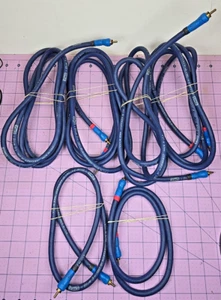 6x Vintage AudioQuest Odyssey FMS Bleu 3 Interconnexion RCA Câble Audio Haut de Gamme - Photo 1/4