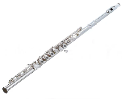 Querflöte Flöte versilbert VOLLSILBERKOPF Ringklappen H-Fuß Ständer Zubeh. - Bild 1 von 4