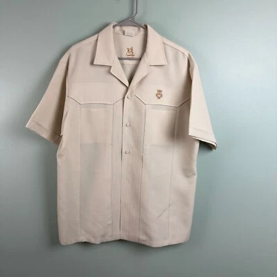 Iolani Executive Men’s XL Hawaiian Camp Shirt Beige Vintage Made In USA Marks - Image 1 of 4