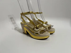Vtg Prada SS2008 Fairy Collection Gold Leather Platform Heels 36.5 - Picture 1 of 21