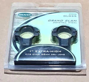 Weaver 1" Grand Slam Extra High 56mm Obj. Gloss Rifle Scope Ring Mounts #49206 - Picture 1 of 4