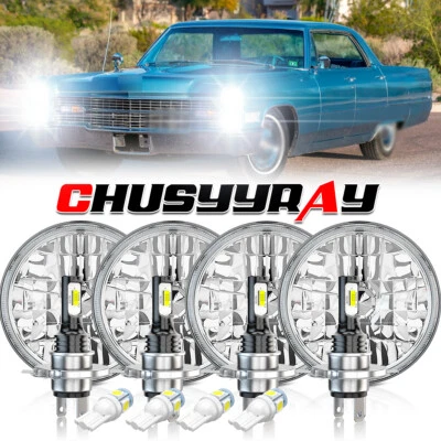 4PCS 5.75 5-3/4" Chrome LED Headlights DOT For Chevrolet Corvette 1959-1975 1976 - Image 1 of 4