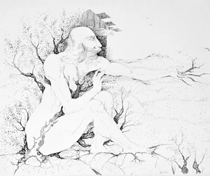 Jacques BOÉRI - Dessin original - Encre - Le penseur 2 - Imagen 1 de 2