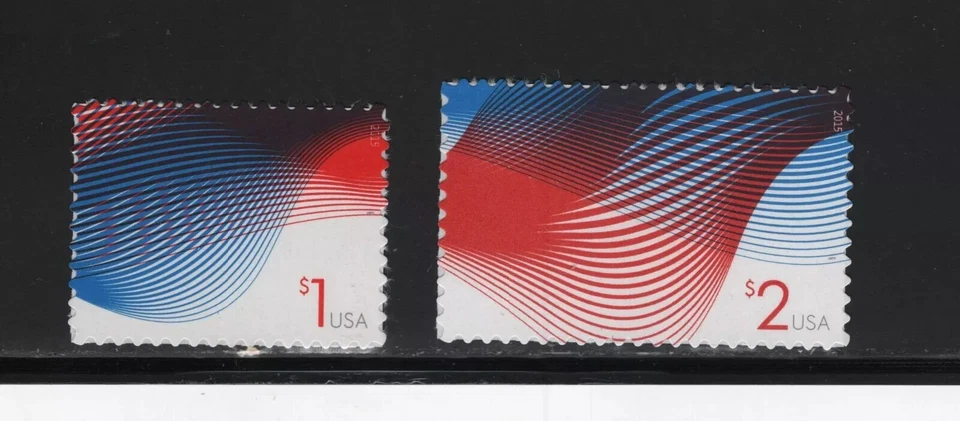 US Patriotic Wave $1.00 $2.00 Stamp Set Scott #4953-4954 - Image 1 of 1