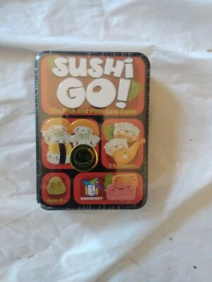 Sushi Go! Juego de cartas familiar Pick and Pass Gamewright caja de hojalata sellada de fábrica  Foto 1 de 3
