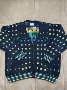 VINTAGE Coogi Sweater Men’s Medium Color Block Cardigan Rare 90’s - Picture 1 of 15