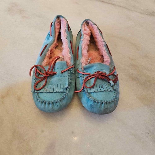 Mocassino slip on Ugg Mandie 1003799 donna verde pelle punta rotonda taglia 7