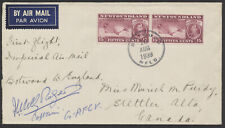 1939 Imperial Air Flight AUG 10 Botwood to Southampton #3925g Pilot Signed