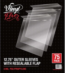 Resealable Record Outer Sleeves for 12" Vinyl Records (75 Pack) | 3 Mil Polyprop - Picture 1 of 12