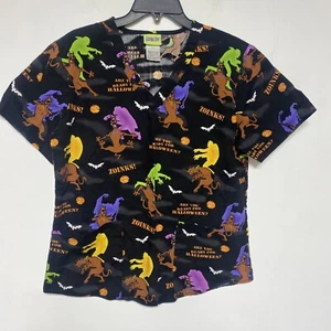 Scooby Doo Halloween Scrub top womens small pumpkin Black nursing pediatric - Picture 1 of 5