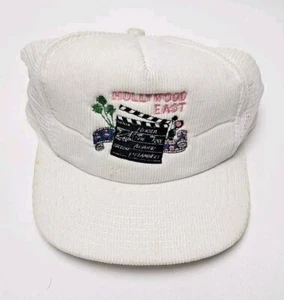 Vintage Hollywood East White Corduroy Snapback Hat Clapperboard Sportcap - Picture 1 of 8