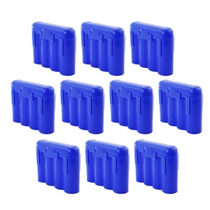 10 BLUE AA AAA BATTERY BATTERY PLASTIC STORAGE CASE HOLDER BOX USA SHIP - Picture 1 of 9