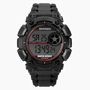 Sekonda Herren Digital Schwarz Kunststoff Armband mit Zifferblatt Quarzuhr 1676 - Bild 1 von 4