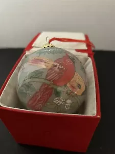 Cardinal And Poinsettia Beautiful ornament In Display Case . - Picture 1 of 12