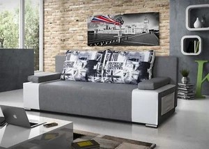 Sofa Schlafsofa inklusive Bettkasten LIVIAN Weiss / Grau - Bild 1 von 6