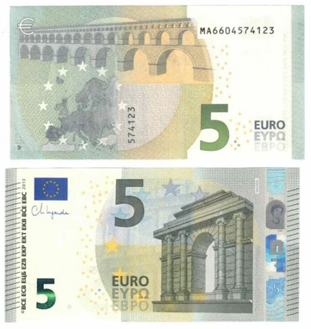 2022 (2018) 5 Euro Banknote UNC Lagarde MA Prefix denoting Portugal New Signatur Cover