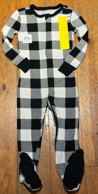 Nuevo con etiquetas Pijama Old Navy Niños Niñas Pies Dormir Negro Blanco Búfalo Cuadros 5T 5 Foto 1 de 2