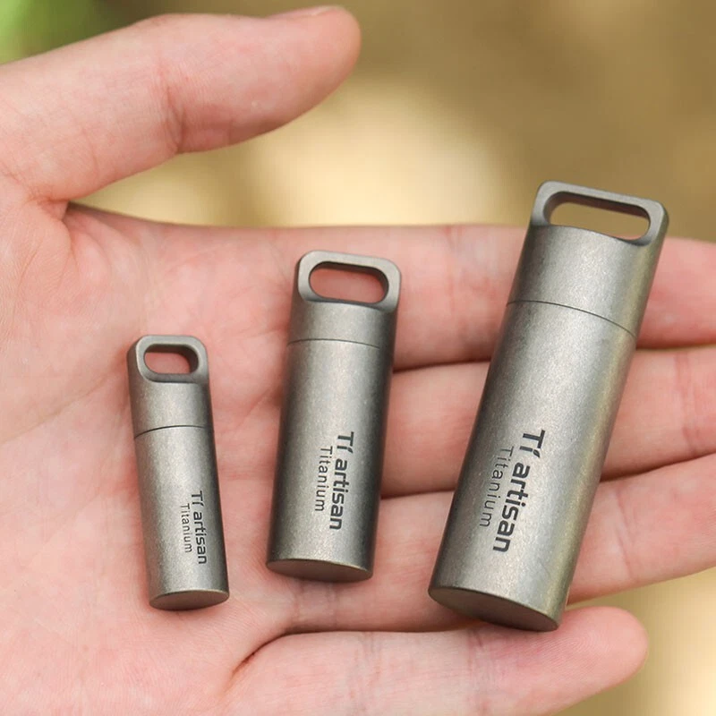 EDC Titanium Waterproof Box Sealed Storage Tank Portable Pill Container Keychain - Image 1 of 4