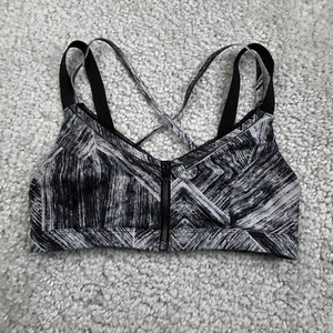 Lululemon Front Zip Sports Bra Black White Womens 8 - Picture 1 of 5