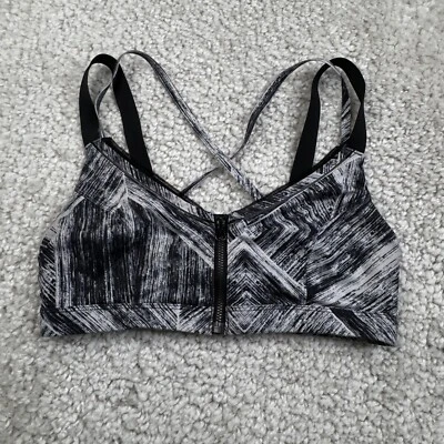 Lululemon Front Zip Sports Bra Black White Womens 8 - Image 1 of 4