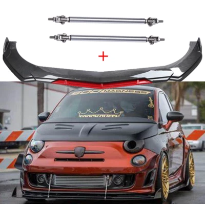 Alerón labial de parachoques delantero de fibra de carbono varillas de puntal divisor para Fiat 500 Abarth Foto 1 de 4