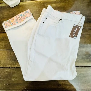 Neu mit Etikett Matilda Jane Enchanted Garden Lola weiße Jeans mit Bündchen versteckter Bund Größe 22 - Bild 1 von 13