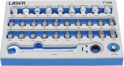 Laser Tools 7799 Low Profile Bit & Alldrive Go Thru Socket Set 31pc - Image 1 of 4
