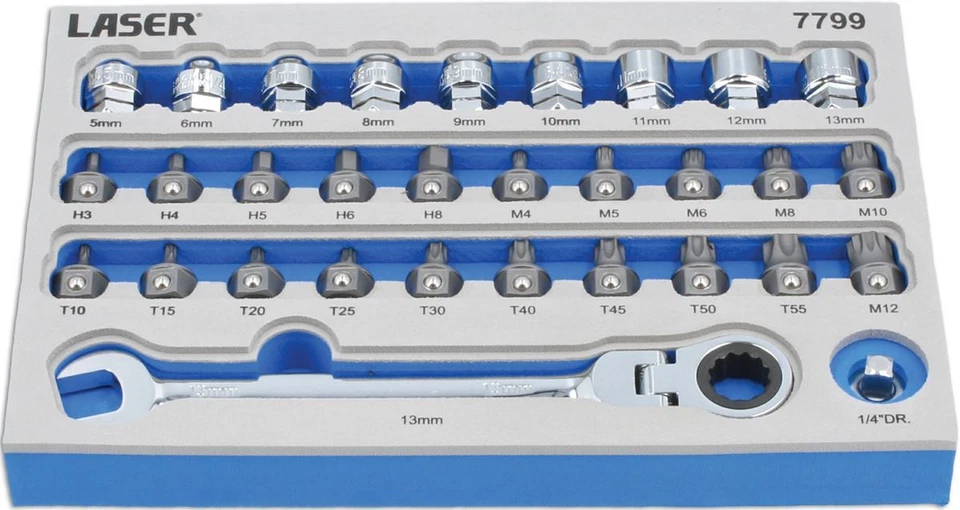 Laser Tools 7799 Low Profile Bit & Alldrive Go Thru Socket Set 31pc - Image 1 of 4