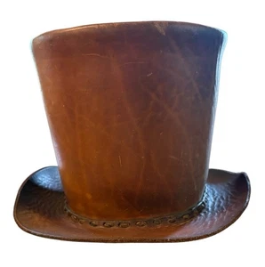 Vintage handgefertigter Lederhut Steampunk Cosplay Kostüm Dickens viktorianisch - Bild 1 von 11