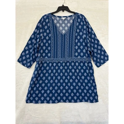 Top túnica J. Jill azul boho más larga XL ligero fluido Foto 1 de 4