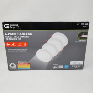 Commercial Electric 6" LED Canless Recessed Light Adjustable CCT & Lumen, 4 Pack - Picture 1 of 22