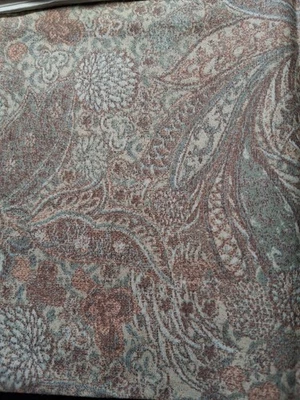 5 1/4 Yds Of New 45" Cotton Blend Fabric In Pale Browns, Teals, & Salmon - Image 1 of 4