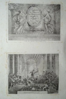 Jesus Tempel & Titelblatt Fragment Allegory Saint-Non 2 Aquatinta-Radierung 1773 - Bild 1 von 4