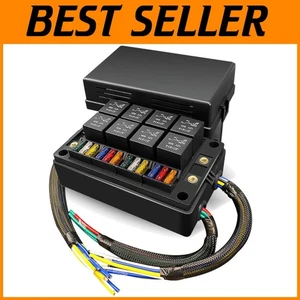 Pre-Wired 8 Relay Fuse Box 12V for Automotive Marine - Picture 1 of 8