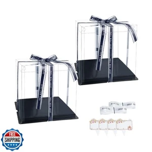Thxutm Clear Cake Box, 2 Pcs Transparent Cake Carrier Box with Lids, 4in PET - Picture 1 of 5