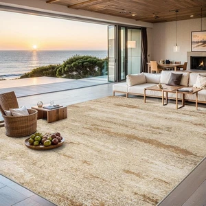 Alfombra de salón - 4x6 lavable moderna abstracta suave neutra no antideslizante... - Imagen 1 de 1