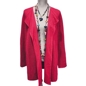 NWT Talbots Plus size Cardigan Sweater 2X Hot Pink 3/4 Length Office Siren - Picture 1 of 7