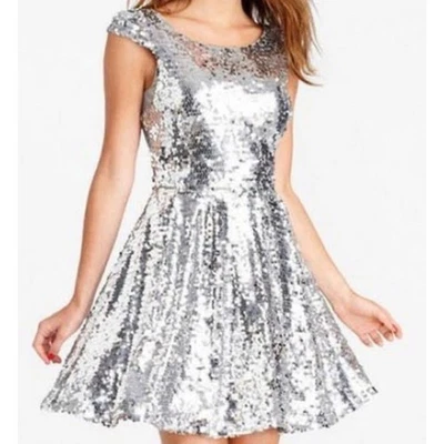 Delia's | Silver Sequin Skater Dress | Sz 7 | Junior - Image 1 of 4