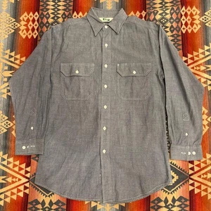 70s KEY USA Chambray Shirt Men Big Mac Deadstock Collared Vintage - Picture 1 of 7
