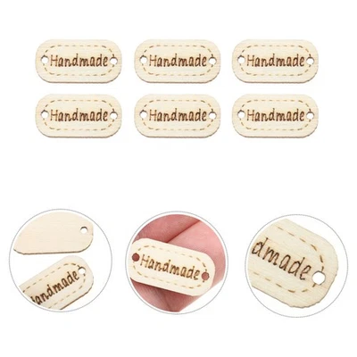  200 Pcs Sewing and Craft Buttons Handmade Labels Tags Wood Embellishment - Bild 1 von 4