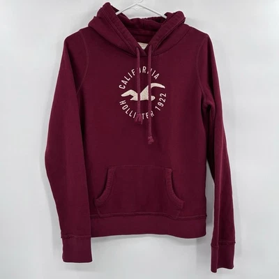 Hollister Mujer Y2K Sudadera con Capucha Talla Juniors Grande Granate Bolsillos Retro Foto 1 de 4