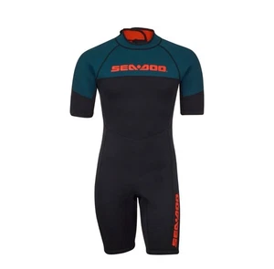 Sea-Doo Muta Uomo 3mm Escape Shorty Taglia Large NUOVA In Confezione Nero E Teal - Foto 1 di 4