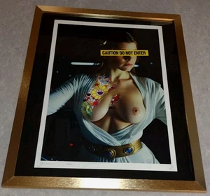 DEATH NYC ltd ed signed FRAMED street art print 45x32cm Sexy Princess Leia - Picture 1 of 3