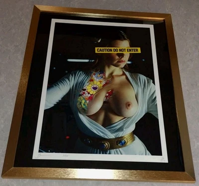 DEATH NYC ltd ed signed FRAMED street art print 45x32cm Sexy Princess Leia - Image 1 of 3