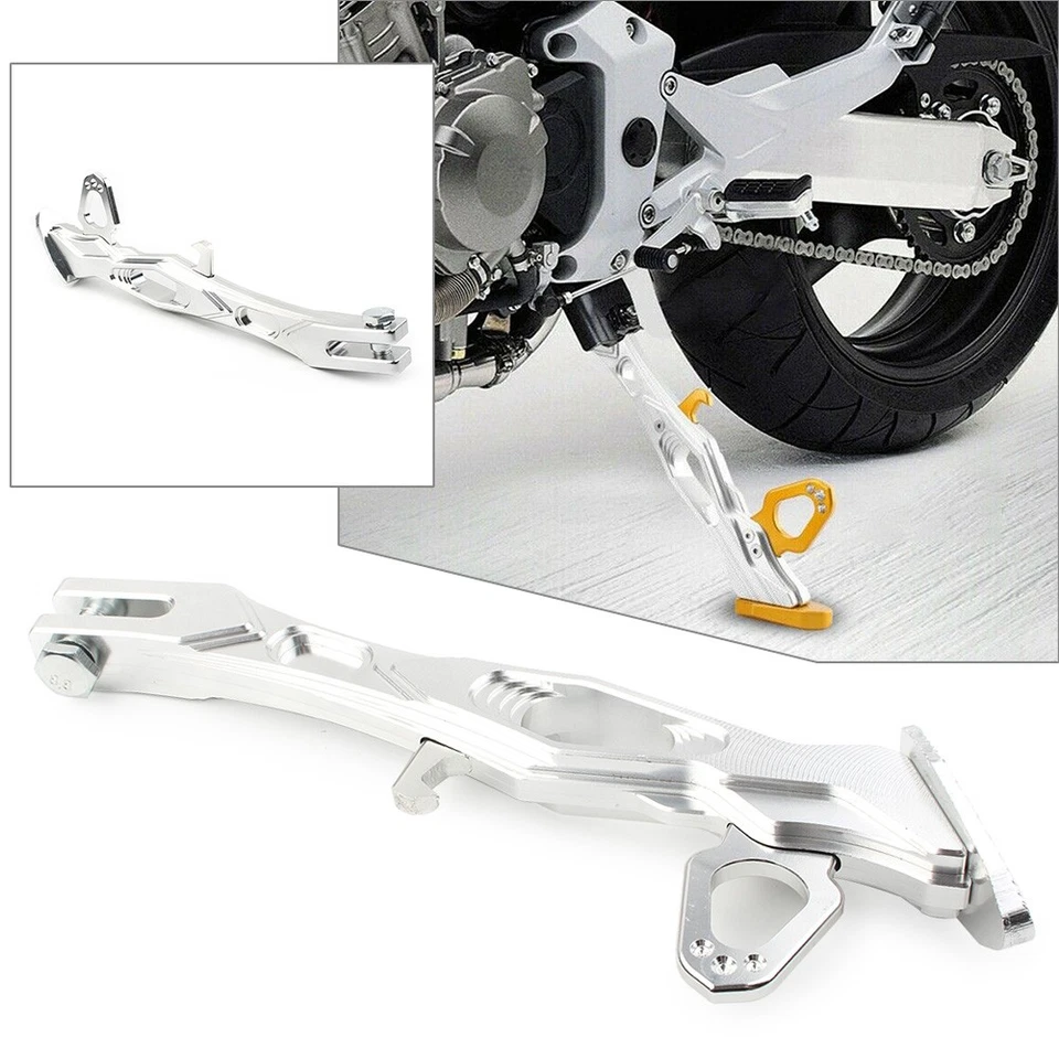 Soporte lateral para pie Soporte para pierna Soporte para moto Universal Plateado Foto 1 de 4