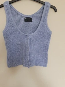 Asos Design Knitted Button-through Blue Cami Top - Small - Picture 1 of 6