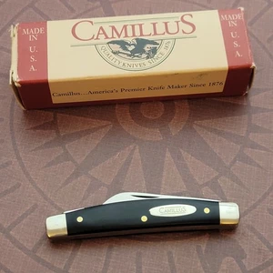 Camillus 709 Half Congress Whittler Knife NY USA Smooth Black Synthetic Handles - Picture 1 of 8