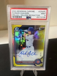 2022 Parker Chavers Bowman Chrome Yellow Refractor /75 PSA 9 - Picture 1 of 2